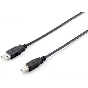 Equip USB 2.0 Type A na Type B kábel, 1.0m, čierna, 1 m, USB A, USB B, USB 2.0, samec/samec, čierna