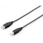 Equip USB 2.0 Type A na Type B kábel, 1.0m, čierna, 1 m, USB A, USB B, USB 2.0, samec/samec, čierna