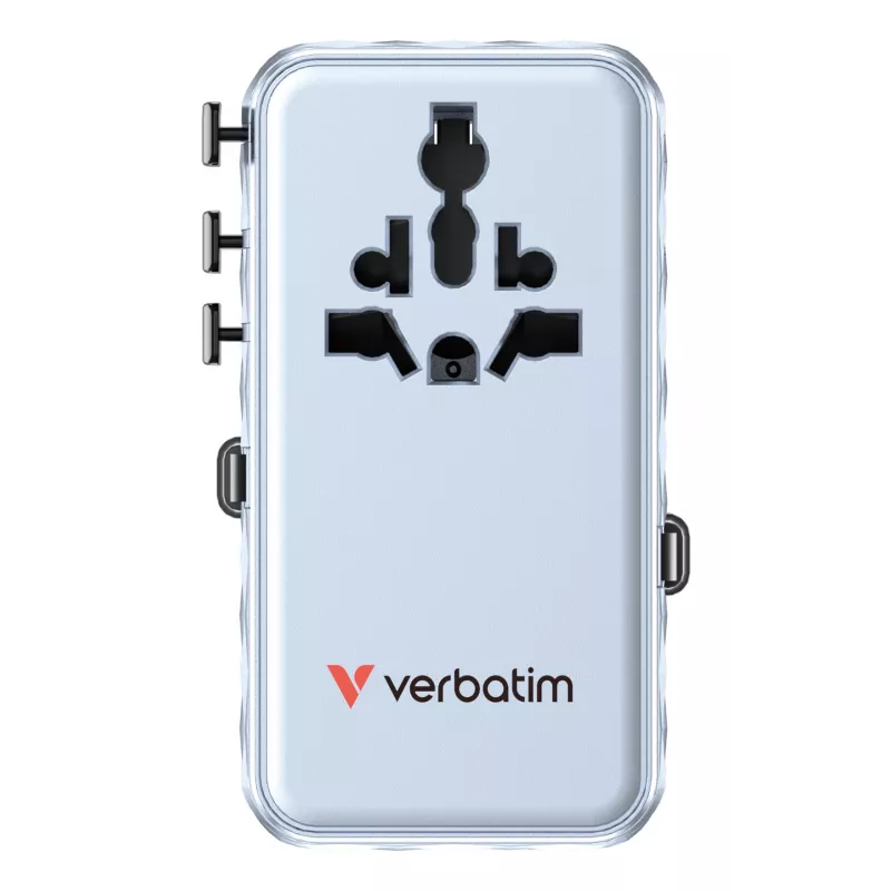 Verbatim Charge 'n' Travel 70W 2C retractable univerzálny cestovný adaptér modrá