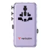 Verbatim Charge 'n' Travel 70W 2C retractable univerzálny cestovný adaptér Purple