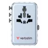 Verbatim Charge 'n' Travel 100W univerzálny cestovný adaptér s výsuvným káblom modrá