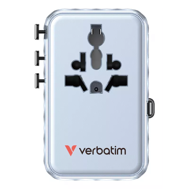 Verbatim Charge 'n' Travel 100W univerzálny cestovný adaptér s výsuvným káblom modrá