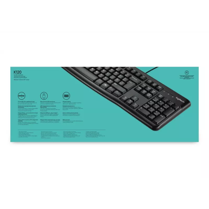 LOGITECH K120 klávesnica – USB káblová – Qwerty US/International