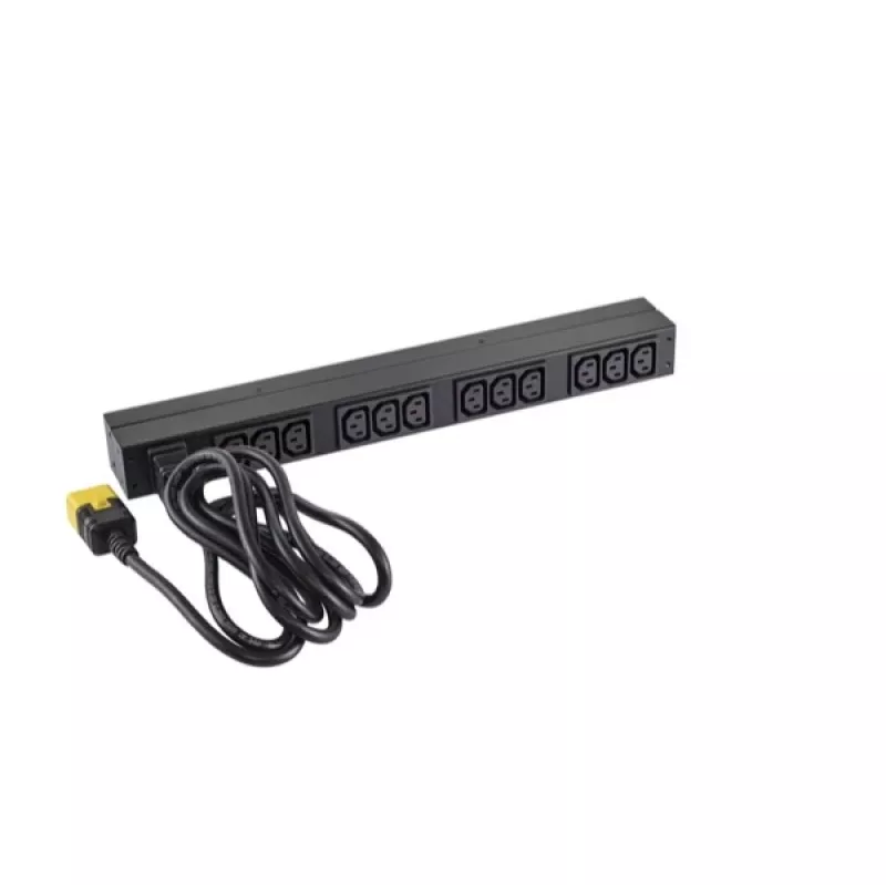 APC AP9565 Basic rackový rozvádzač napájania (PDU), 1U, jednofázový, 16 A, 208/230 V, 3680 W, 12 výstupov C13, vstup C20, kábel 2,5 m, čierny