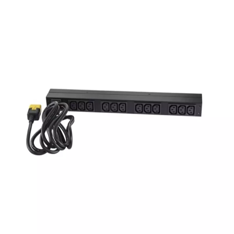 APC AP9565 Basic rackový rozvádzač napájania (PDU), 1U, jednofázový, 16 A, 208/230 V, 3680 W, 12 výstupov C13, vstup C20, kábel 2,5 m, čierny