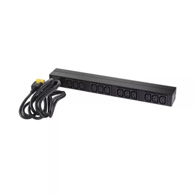 APC AP9565 Basic rackový rozvádzač napájania (PDU), 1U, jednofázový, 16 A, 208/230 V, 3680 W, 12 výstupov C13, vstup C20, kábel 2,5 m, čierny