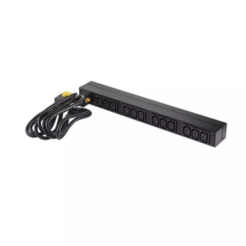 APC AP9565 Basic rackový rozvádzač napájania (PDU), 1U, jednofázový, 16 A, 208/230 V, 3680 W, 12 výstupov C13, vstup C20, kábel 2,5 m, čierny