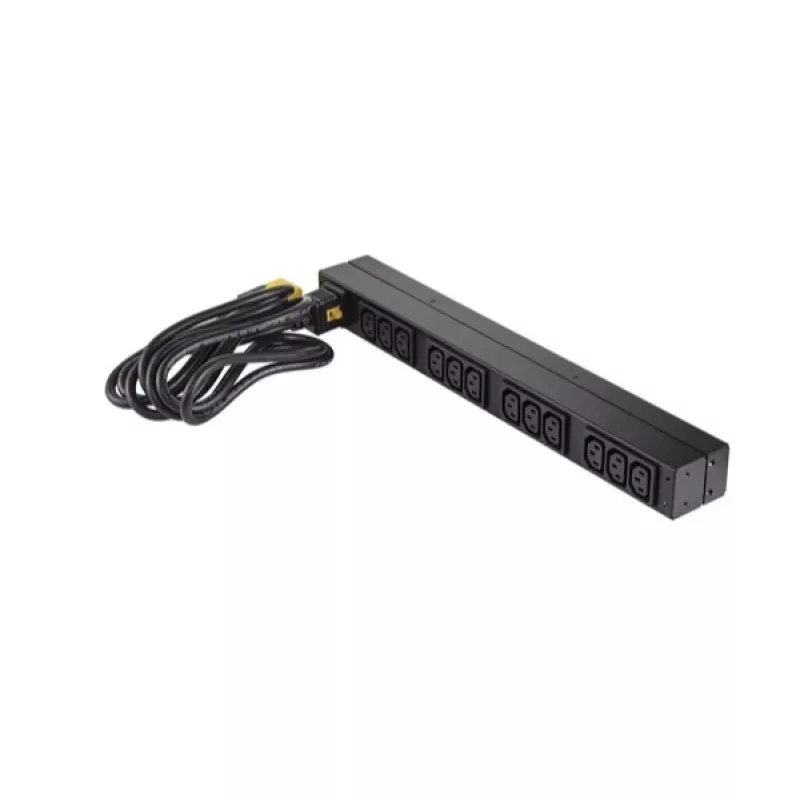 APC AP9565 Basic rackový rozvádzač napájania (PDU), 1U, jednofázový, 16 A, 208/230 V, 3680 W, 12 výstupov C13, vstup C20, kábel 2,5 m, čierny