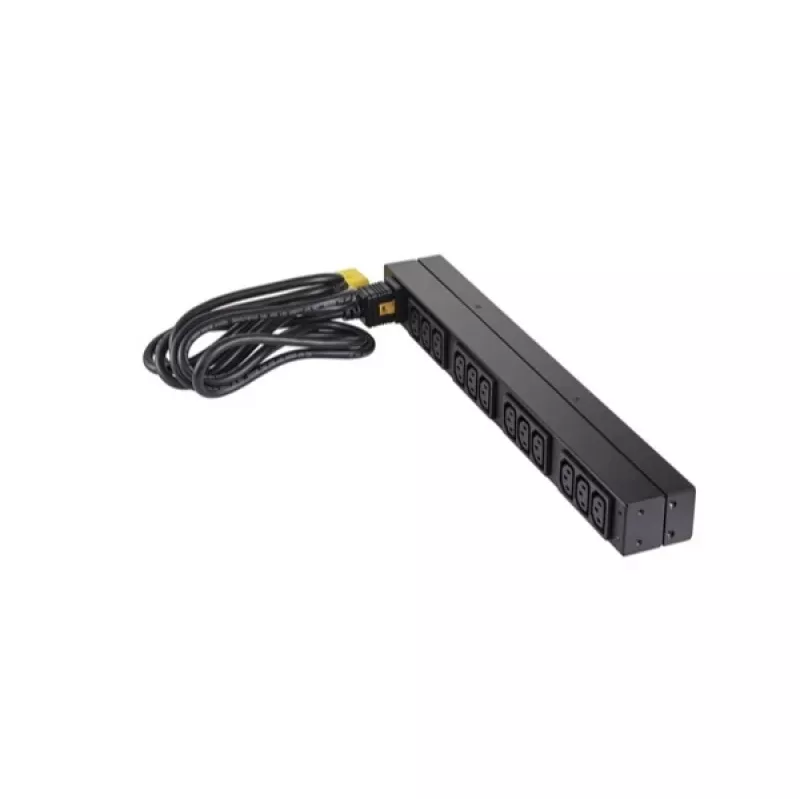 APC AP9565 Basic rackový rozvádzač napájania (PDU), 1U, jednofázový, 16 A, 208/230 V, 3680 W, 12 výstupov C13, vstup C20, kábel 2,5 m, čierny