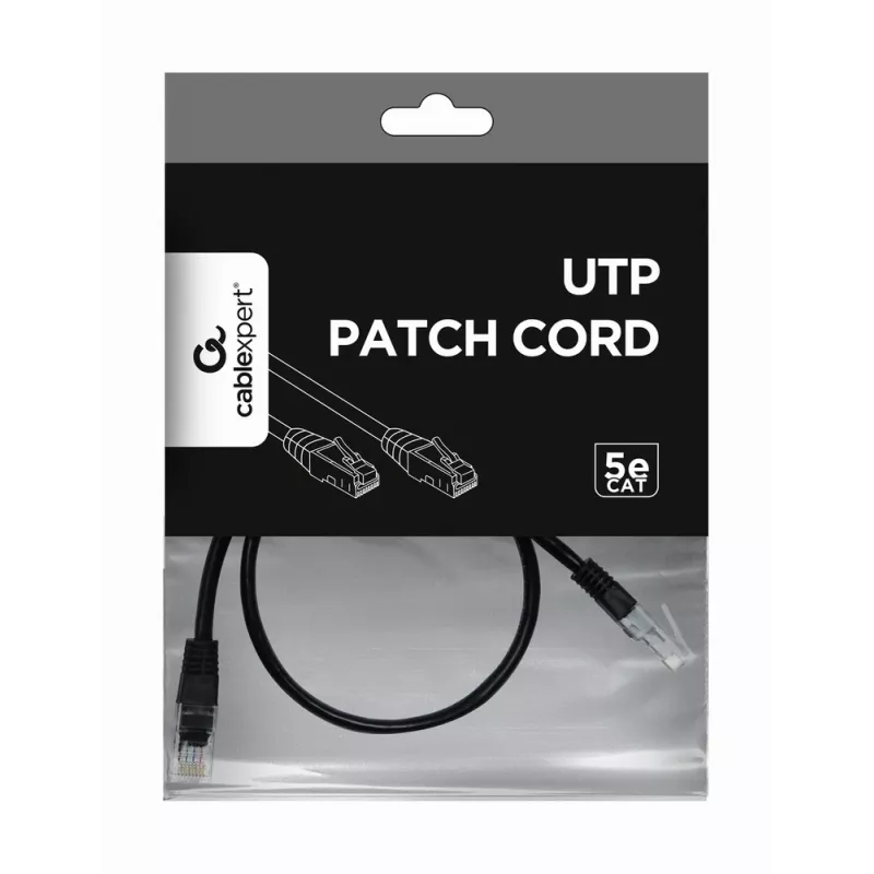 Sieťový kábel Gembird PP12-0.5M/BK RJ45 Cat5e 0,5m čierny