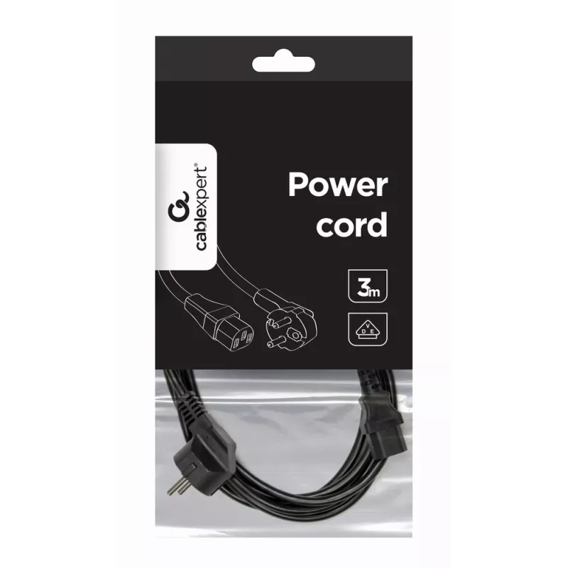 GEMBIRD kábel Power C13 VDE testovaný 3 m (hromadné balenie)