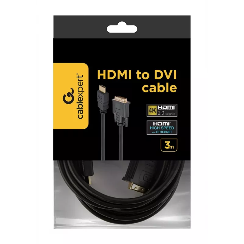 HDMI na DVI-D kábel GEMBIRD CC-HDMI-DVI-10 3 m, čierny, konektor na konektor, pozlátené kontakty