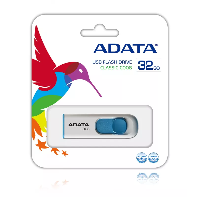 ADATA 32 GB C008 USB kľúč USB Type-A 2.0 modrý, biely