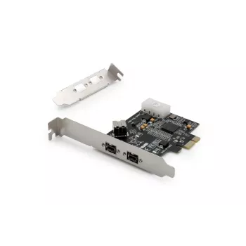 DIGITUS IEEE 1394b rozhranie karta, PCIe 3 porty, 2x9-pinový externý + 1x9-pinový interný