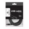 USB kábel, Gembird 4,5 m USB 2.0 A/B M, čierny, konektor/konektor