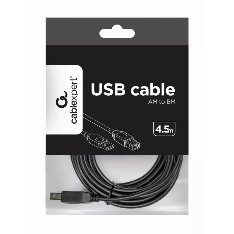 USB kábel, Gembird 4,5 m USB 2.0 A/B M, čierny, konektor/konektor