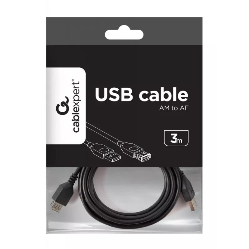 Gembird CCP-USB2-AMAF-10 predlžovací kábel USB 2.0 typu A (AM/AF), 3 m, čierny