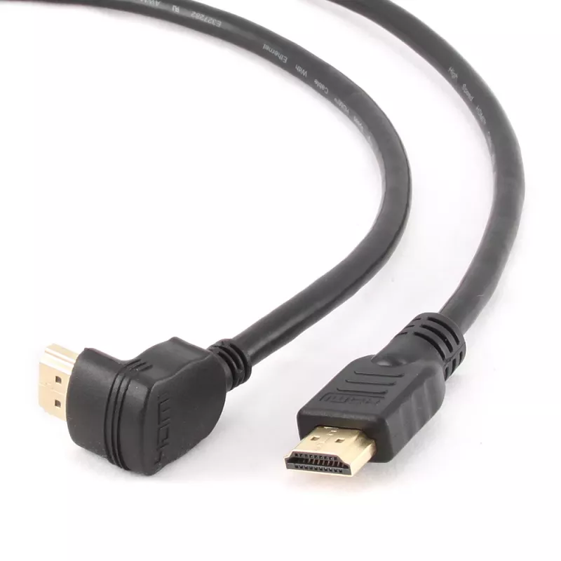 GEMBIRD vysokorýchlostný HDMI kábel s Ethernetom, 90 stupňov nahor zahnutý konektor, 3 m