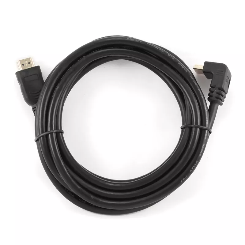 GEMBIRD vysokorýchlostný HDMI kábel s Ethernetom, 90 stupňov nahor zahnutý konektor, 3 m