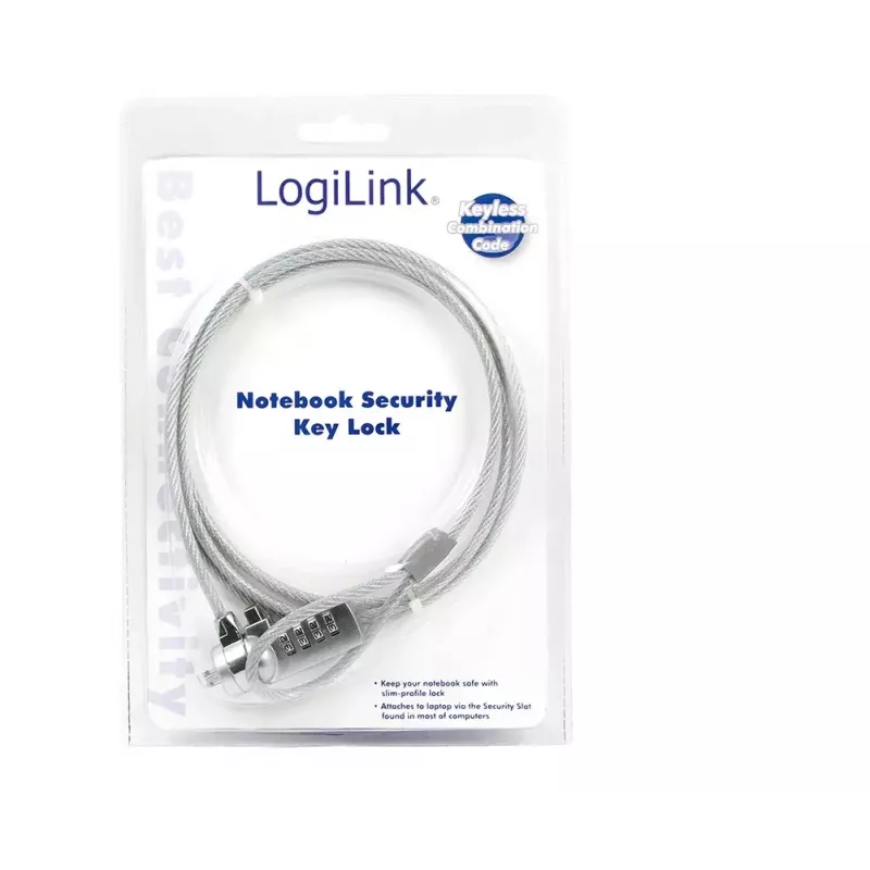 Bezpečnostný zámok na notebook LogiLink NBS002 kombi káblový zámok 1,5 m