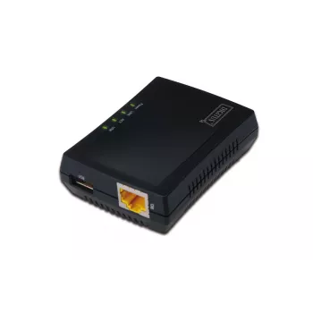 DIGITUS multifunkčný USB sieťový server, 1-portový sieťový USB hub, NAS, tlačový server USB 2.0, RJ45