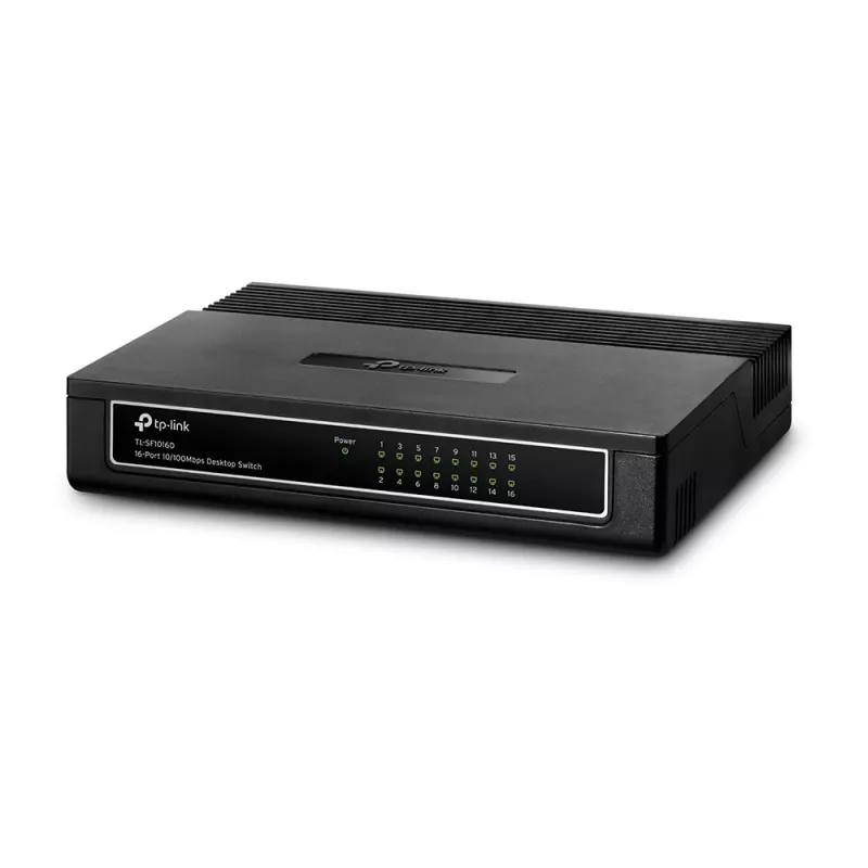 TP-Link 16-portový 10/100Mbps desktop switch, neřízený, Fast Ethernet (10/100), full duplex, racková montáž, nástenná montáž