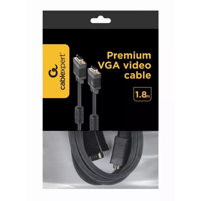 GEMBIRD Premium VGA HD15M/HD15M dvojito tienený s 2*feritovým jadrom 2,0 m kábel / čierny