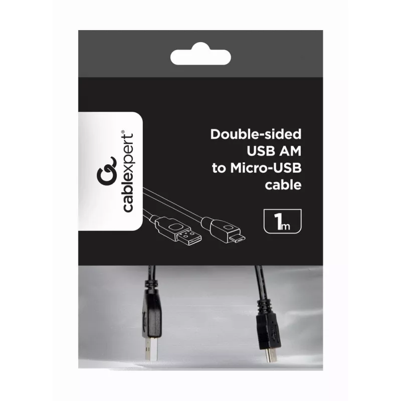 GEMBIRD obojstranný kábel USB 2.0 AM na Micro-USB, 1 m - čierny