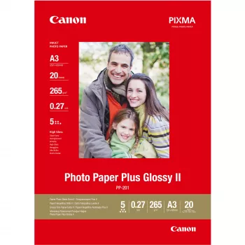 Canon PP-201 Glossy II Photo Paper Plus A3 - 20 listov, vysoký lesk, 260 g/m², A3, 20 listov, 270 µm, Canon Lucia, ChromaLife100+