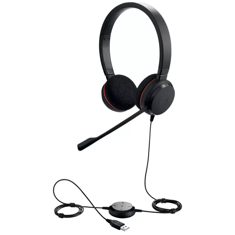 Jabra Evolve 20 MS Stereo, káblové, kancelária/call centrum, 150 - 7000 Hz, 171 g, headset, čierna