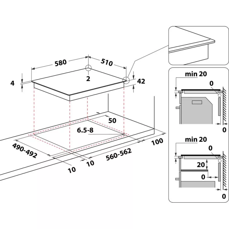 Whirlpool AKT 8130 BA čierna vstavaná keramická varná doska 4 zóny