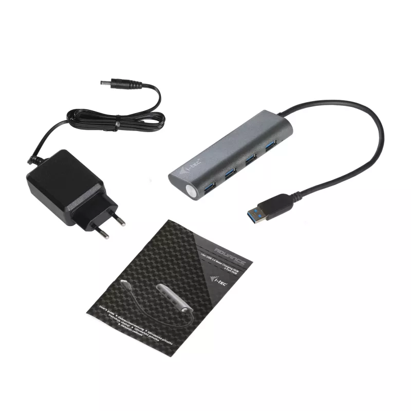 USB hub i-tec Metal Superspeed USB 3.0 4-port hub 5000 Mbit/s sivý