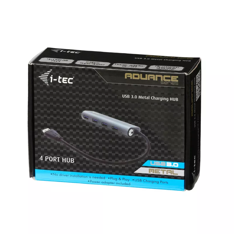 USB hub i-tec Metal Superspeed USB 3.0 4-port hub 5000 Mbit/s sivý