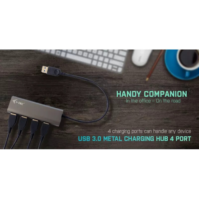 USB hub i-tec Metal Superspeed USB 3.0 4-port hub 5000 Mbit/s sivý
