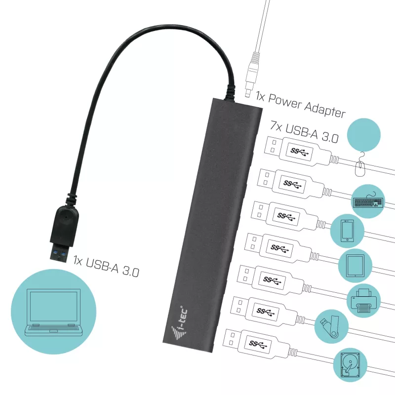i-tec Metal Superspeed USB 3.0 7-portový hub
