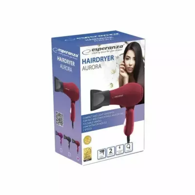 Esperanza Aurora EBH003R fén na vlasy, 750 W, červený