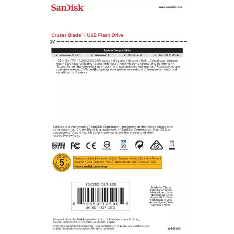 WESTERN DIGITAL SanDisk Cruzer Blade - 128 GB USB kľúč - USB 2.0
