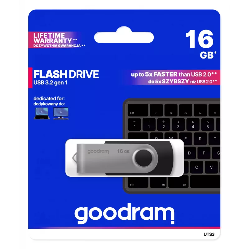 Goodram UTS3 USB flash disk 16 GB USB Type-A 3.2 Gen 1 (3.1 Gen 1) čierny
