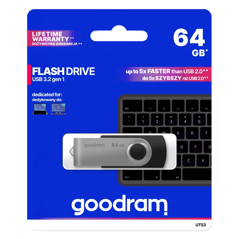 Goodram UTS3 USB flash disk 64 GB USB Type-A 3.2 Gen 1 (3.1 Gen 1) čierny