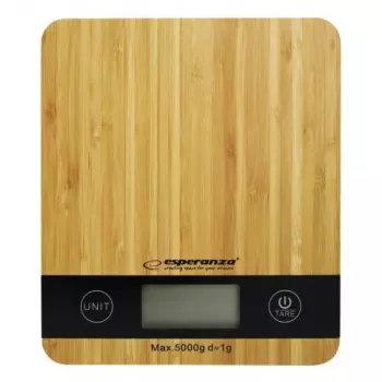 Elektronická kuchynská váha ESPERANZA EKS005 — kapacita 5 kg, presnosť 1 g, bambusová plošina