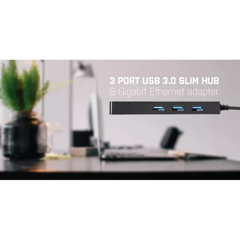 i-tec Advance USB 3.0 tenký HUB 3 port Gigabit Ethernet adaptér čierny