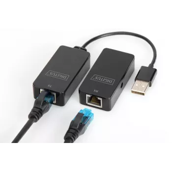 DIGITUS USB predlžovač USB 2.0 na použitie s káblom Cat5/5e/6 (UTP STP alebo SFT) až do 50 m