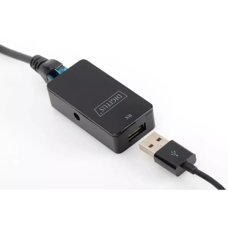 DIGITUS USB predlžovač USB 2.0 na použitie s káblom Cat5/5e/6 (UTP STP alebo SFT) až do 50 m