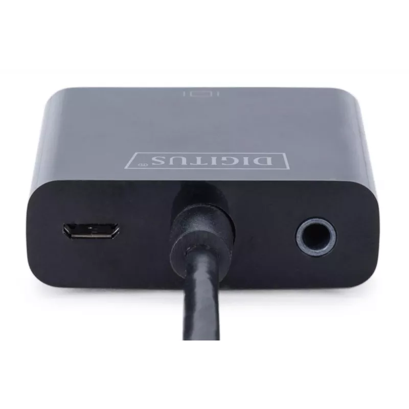 DIGITUS HDMI na VGA konvertor adaptér Type-A - VGA (D-Sub) konektor, 3,5 mm audio konektor samica, čierny
