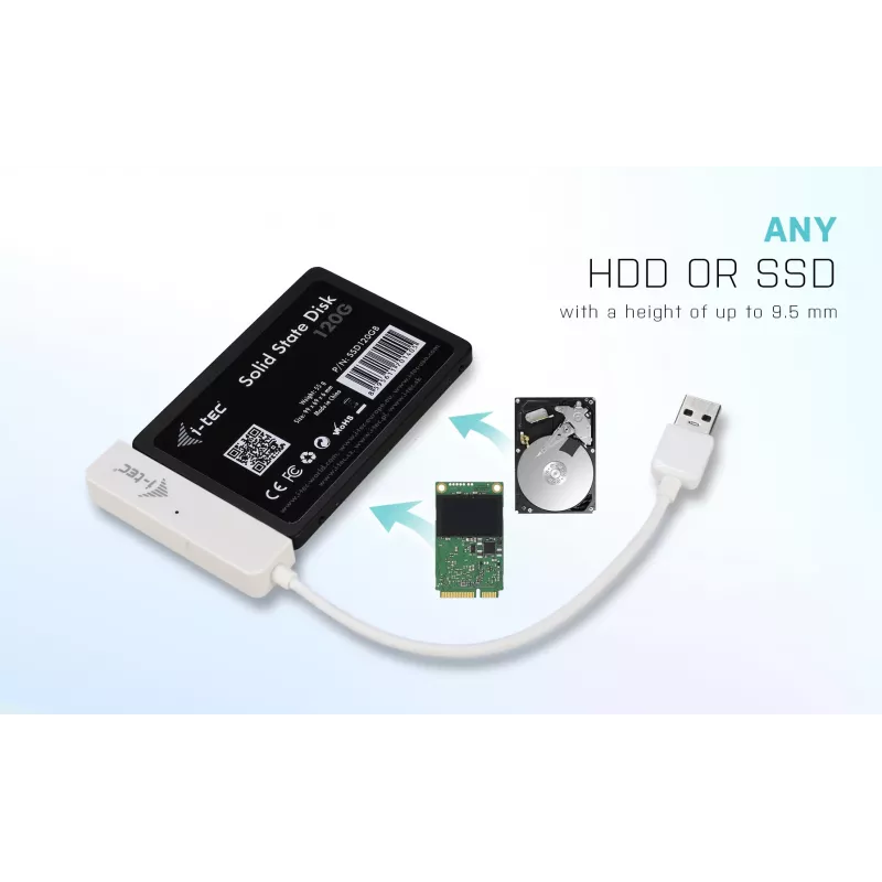Puzdro na HDD/SSD i-tec MySafe USB 3.0 Easy 2,5 palca externé puzdro – biele