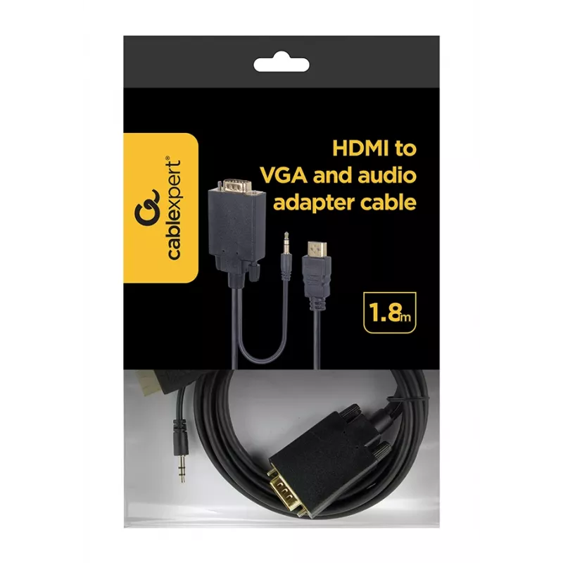 GEMBIRD HDMI na VGA a audio adaptérový kábel, jeden konektor, 1,8 m - čierny