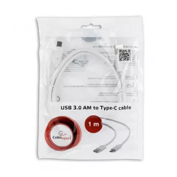 GEMBIRD USB 3.0 AM na Type-C kábel (AM/CM) 1 m - biely