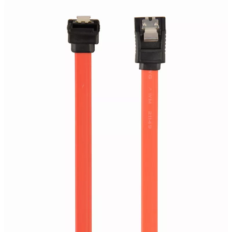 GEMBIRD SATA III dátový kábel s 90-stupňovým zahnutým konektorom, 50 cm – kovové klipy