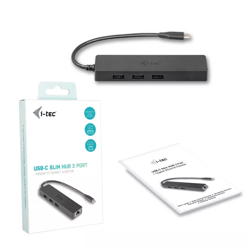 i-tec Advance USB-C tenký pasívny HUB 3 porty + Gigabit Ethernet adaptér