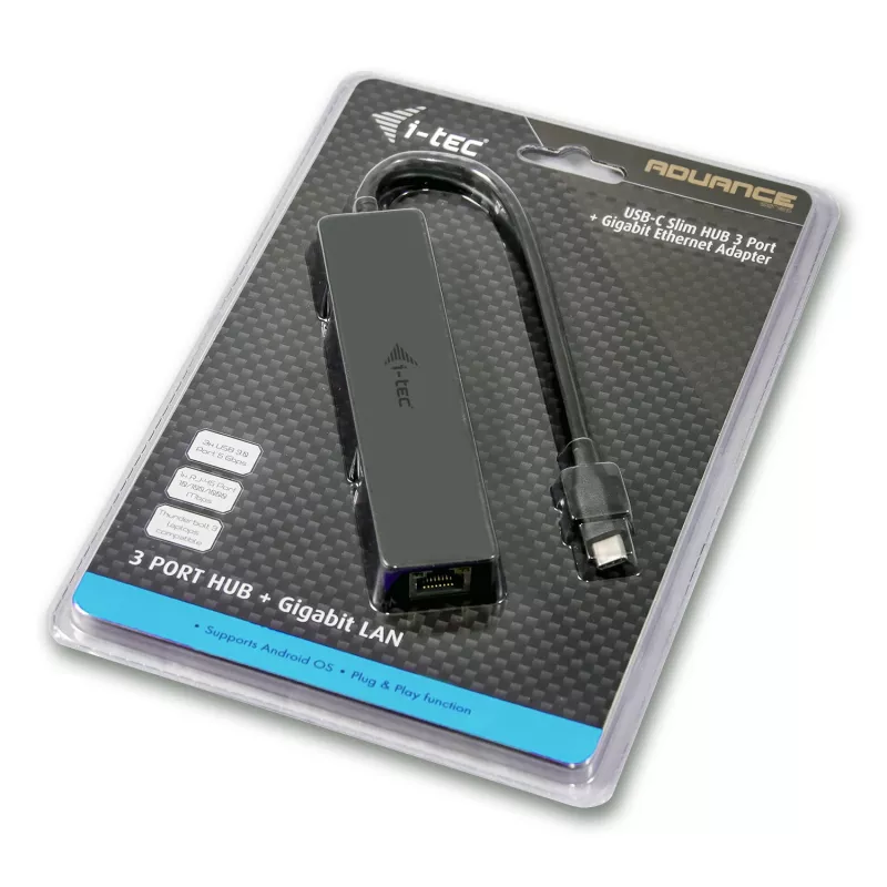i-tec Advance USB-C tenký pasívny HUB 3 porty + Gigabit Ethernet adaptér